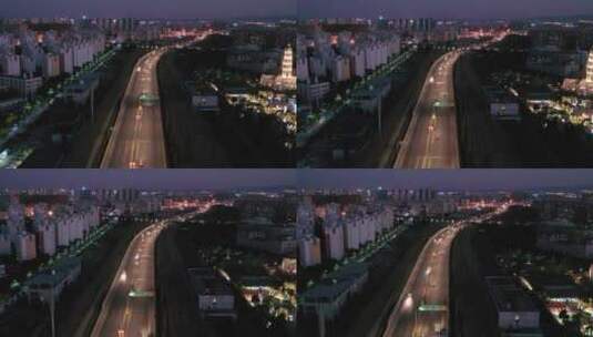 航拍昆明都市夜景交通高清在线视频素材下载