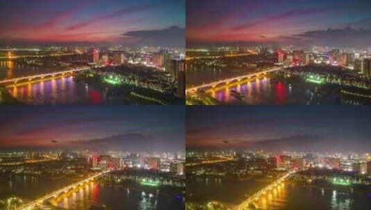 贵港西江大桥晚霞航拍延时高清在线视频素材下载