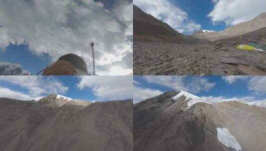 那玛峰c1营地，一镜到底飞跃峰顶，遥望贡嘎高清在线视频素材下载