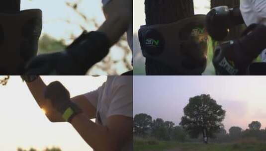 清晨年轻男性湿地公园户外跑步健身高清在线视频素材下载