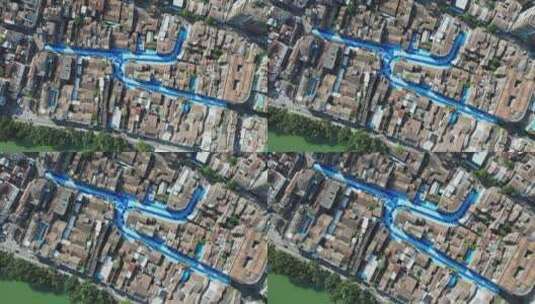 江门地标三十三墟骑楼群城市航拍4K高清在线视频素材下载