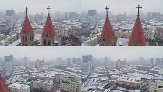 青岛雪景青岛冬天高清在线视频素材下载