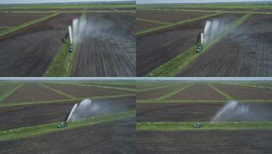 农田灌溉系统现代科技浇水室外平原滴灌喷灌高清在线视频素材下载
