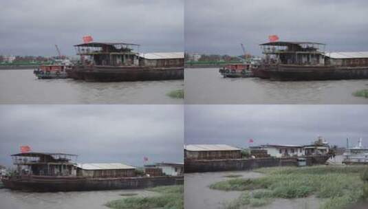 黄浦江码头渔船高清在线视频素材下载