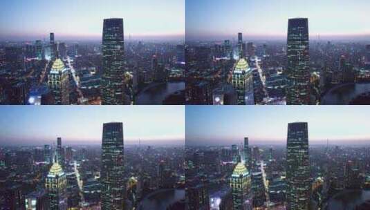 航拍天津环球金融中心夜景高清在线视频素材下载
