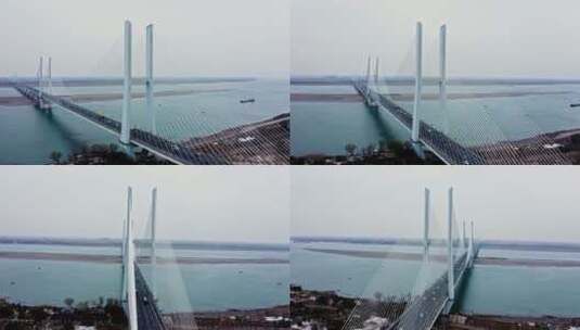 湖北荆州长江大桥航拍高清在线视频素材下载