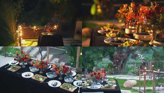 浪漫的烛光晚餐聚会户外party高清在线视频素材下载