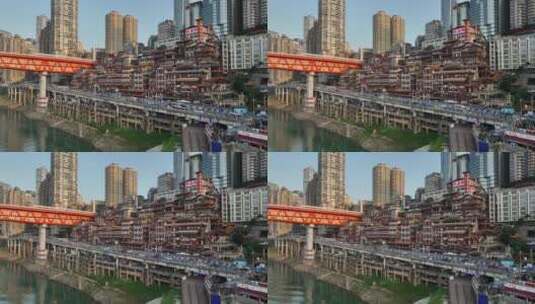 重庆CBD傍晚航拍高清在线视频素材下载