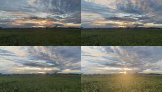 草原中的日出高清在线视频素材下载