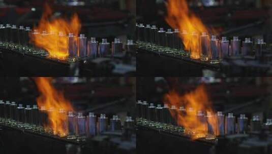 高端化妆瓶玻璃瓶制造流水线高清在线视频素材下载