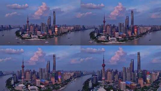 上海天际线傍晚晚霞航拍高清在线视频素材下载