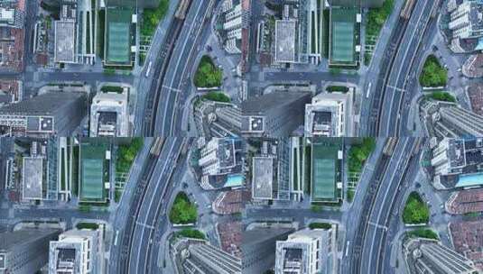 俯瞰城市内的道路高清在线视频素材下载