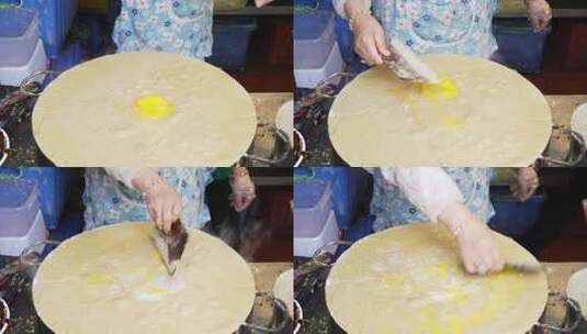 山东煎饼制作高清在线视频素材下载