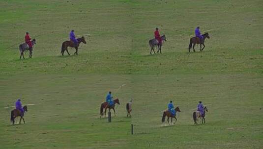 高清航拍草原马骑马一群马内蒙古高清在线视频素材下载