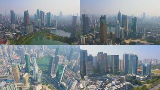 4K 武汉汉口城市中央商务区鸟瞰高清在线视频素材下载