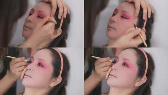 昆曲牡丹亭美女演员在化妆高清在线视频素材下载