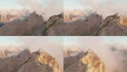 壮丽的山脉上飘着薄雾高清在线视频素材下载