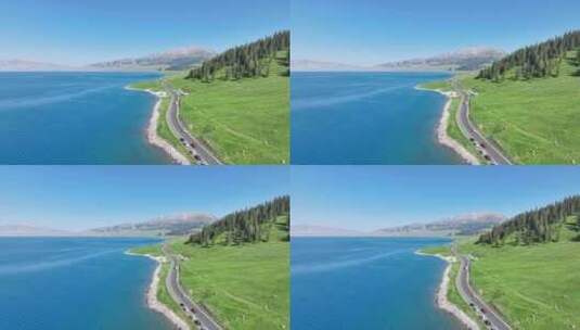 赛里木湖 新疆 伊犁夏天 草原湖泊高清在线视频素材下载