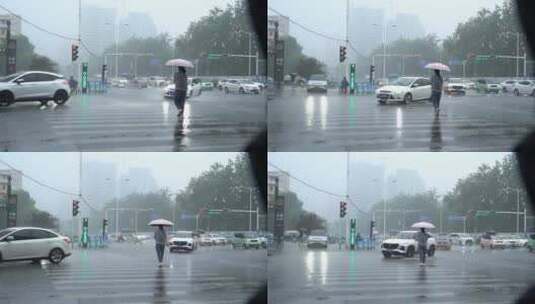 雨天 下雨 城市风光 写意 台风 雨中景色高清在线视频素材下载