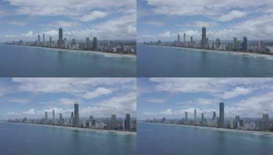 飞跃迷人的城市海岸线高清在线视频素材下载