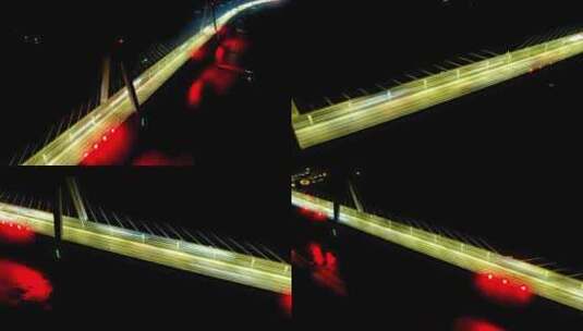 航拍润扬大桥夜景车流灯光延时素材高清在线视频素材下载