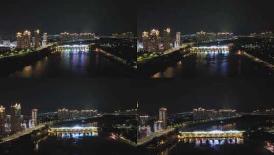 泉州晋江笋江大桥航拍夜景城市桥梁建筑风光高清在线视频素材下载