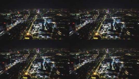 济南老城区泉城市广场夜景灯光航拍高清在线视频素材下载