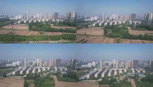 山东济宁城市风光新城区建设航拍高清在线视频素材下载