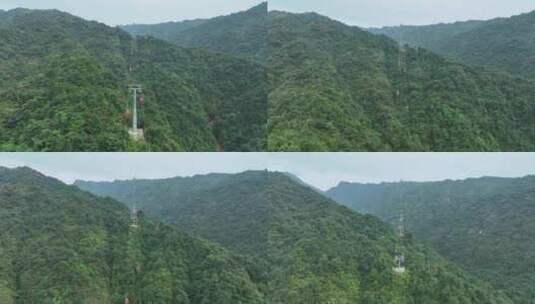 森林索道航拍缆车树林俯拍山林登山索道缆车高清在线视频素材下载