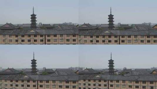 航拍上海松江寺庙全景高清在线视频素材下载