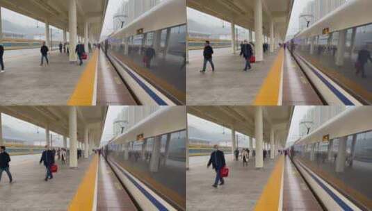 高铁站台下车的旅客高清在线视频素材下载