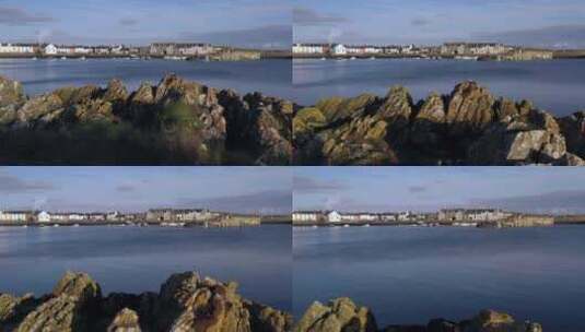 杜弗里斯和盖洛威的苏格兰小村庄惠特索恩岛的景色，有小船高清在线视频素材下载