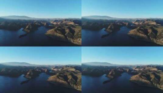 航拍蓝色湖泊高清在线视频素材下载