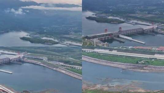 航拍广西贵港桂平大藤峡水利枢工程高清在线视频素材下载