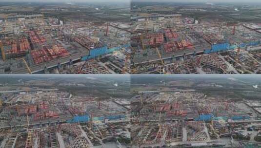 航拍城市基建上海松江枢纽施工地高清在线视频素材下载