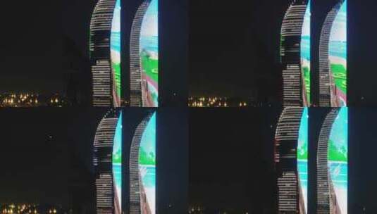 厦门市思明区演武大桥双子塔双子大厦航拍高清在线视频素材下载