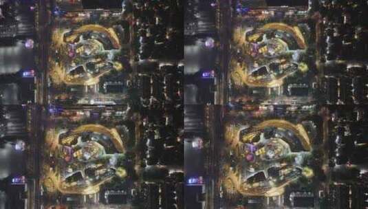 广州天环购物中心夜景俯拍高清在线视频素材下载