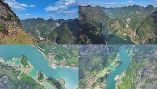 广西百色浩坤湖景区自然风光航拍视频素材高清在线视频素材下载