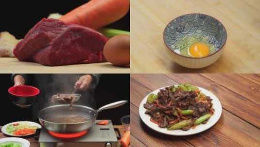 特色中餐西芹炒牛肉制作过程高清在线视频素材下载