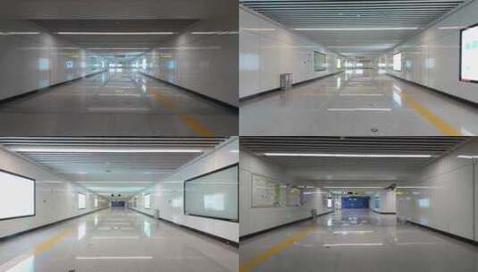 无人空旷的地铁站通地下道隧道过道高清在线视频素材下载