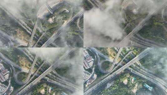 航拍云端下的深圳高速公路高清在线视频素材下载