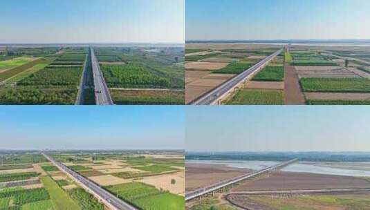 航拍郑州黄河公路大桥高清在线视频素材下载