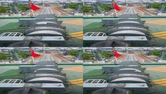 海口南港码头轮渡船缓缓驶出码头港口高清在线视频素材下载