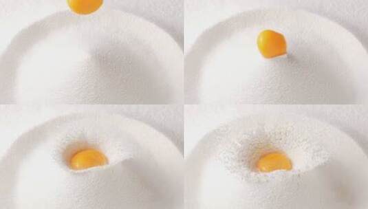面粉鸡蛋落下蛋黄高清在线视频素材下载