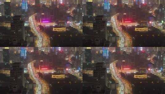 航拍上海高架  繁华夜景高清在线视频素材下载