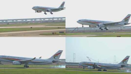 8K深圳宝安飞机场客机降落15高清在线视频素材下载