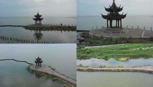 常州太湖湖心亭航拍5镜组合高清在线视频素材下载