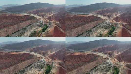 新疆南疆阿克苏库车天山大峡谷丹霞高空航拍高清在线视频素材下载