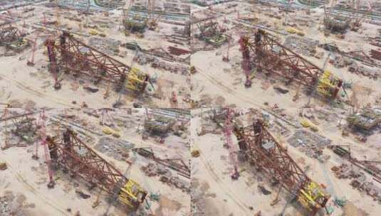 中国广东省珠海市金湾海上钻井平台工厂高清在线视频素材下载