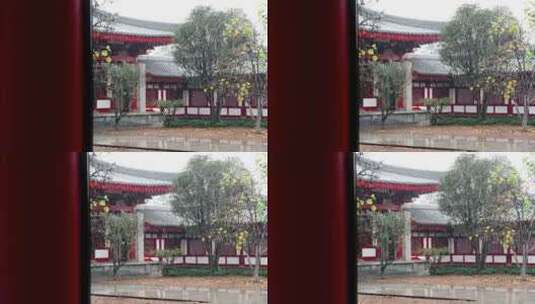 陕西省西安市大慈恩寺雪落庭院高清在线视频素材下载